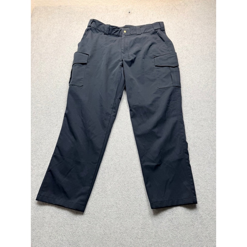 Mens Black Ripstop Tactical Cargo Pants Straight Leg Utility Trousers 35x31
